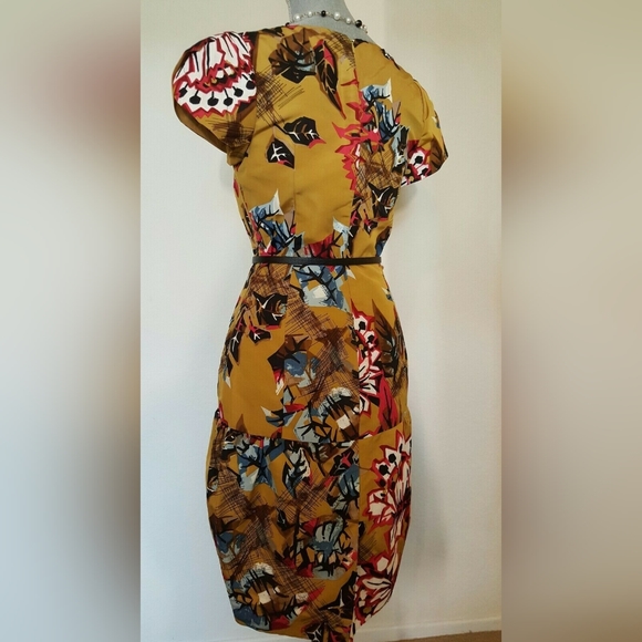 °$5,200 NEW CAROLINA HERRERA SILK GOLDEN FLORAL RUNWAY DRESS 10 - Picture 8 of 11